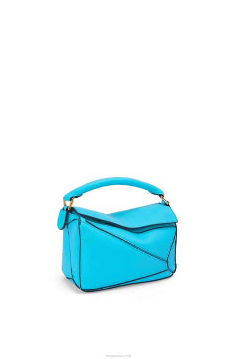 Loewe Mini Puzzle bag in soft grained calfskin 688V287 Women Cyan