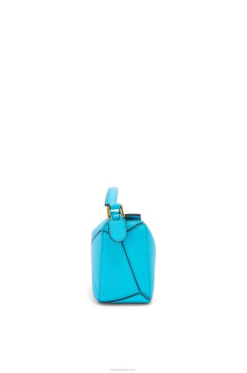 Loewe Mini Puzzle bag in soft grained calfskin 688V287 Women Cyan