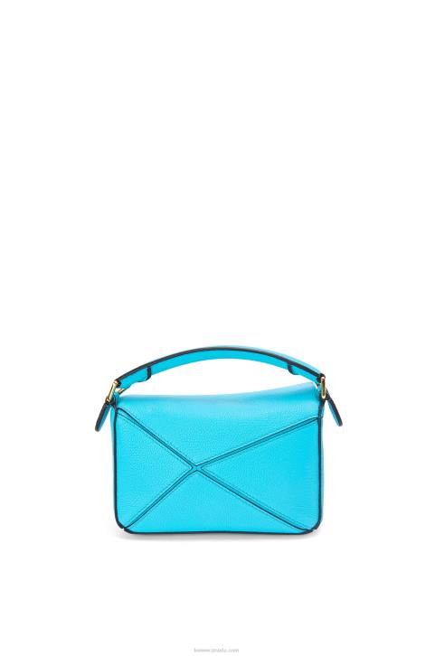 Loewe Mini Puzzle bag in soft grained calfskin 688V287 Women Cyan