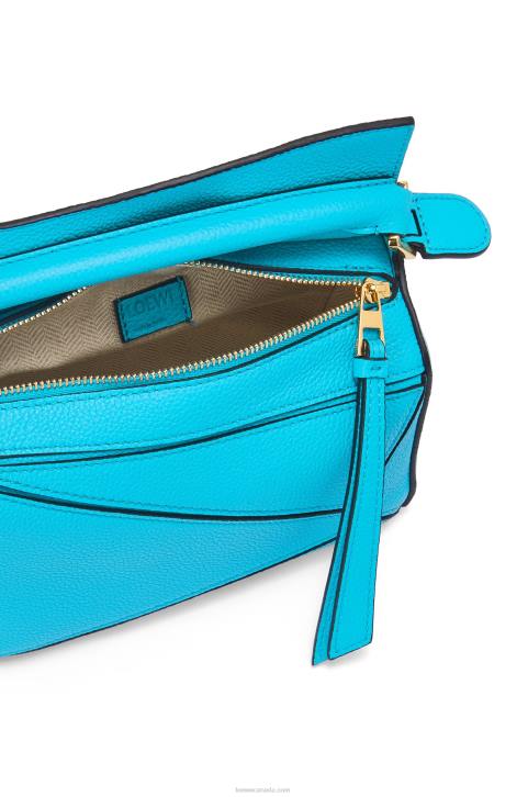 Loewe Mini Puzzle bag in soft grained calfskin 688V287 Women Cyan