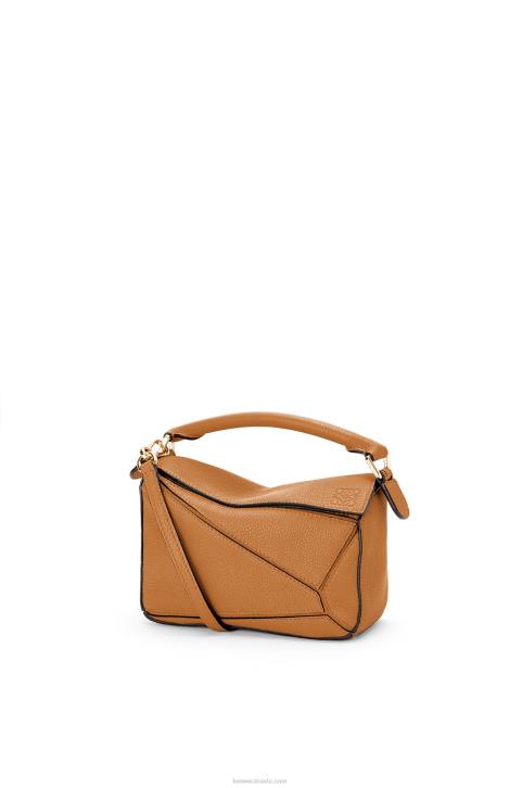Loewe Mini Puzzle bag in soft grained calfskin 688V299 Women Light Caramel