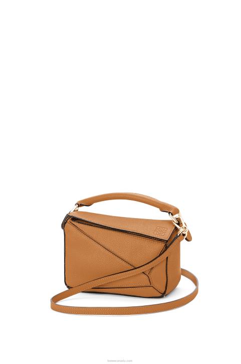 Loewe Mini Puzzle bag in soft grained calfskin 688V299 Women Light Caramel