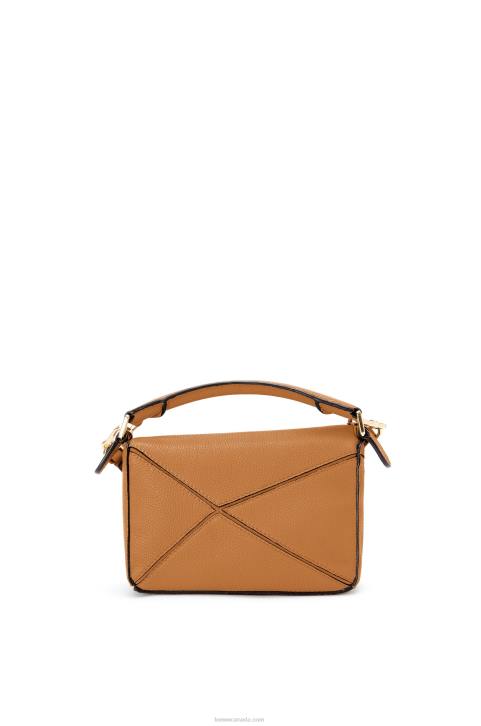 Loewe Mini Puzzle bag in soft grained calfskin 688V299 Women Light Caramel