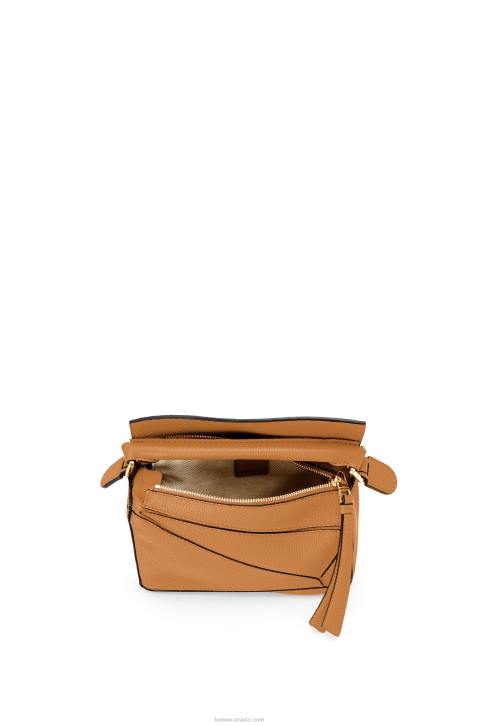 Loewe Mini Puzzle bag in soft grained calfskin 688V299 Women Light Caramel