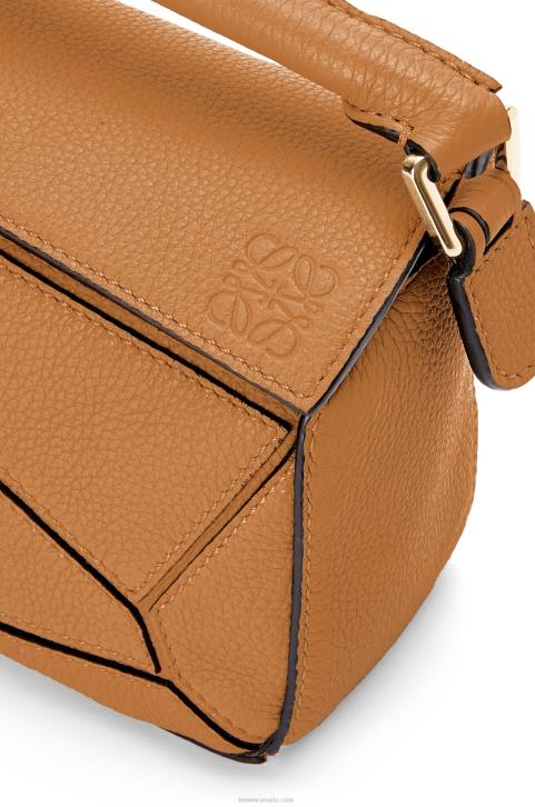 Loewe Mini Puzzle bag in soft grained calfskin 688V299 Women Light Caramel
