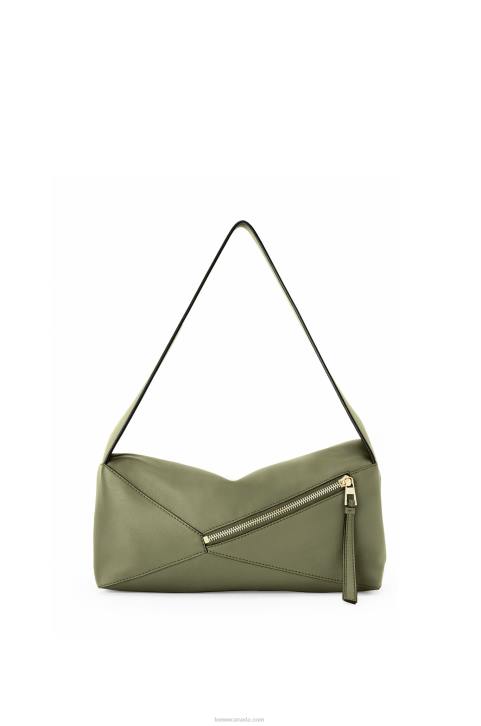 Loewe Puzzle Hobo bag in nappa calfskin 688V471 Women Avocado Green