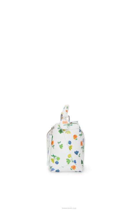 Loewe Small Flower Puzzle Edge bag in satin calfskin 688V394 Women White/Multicolor