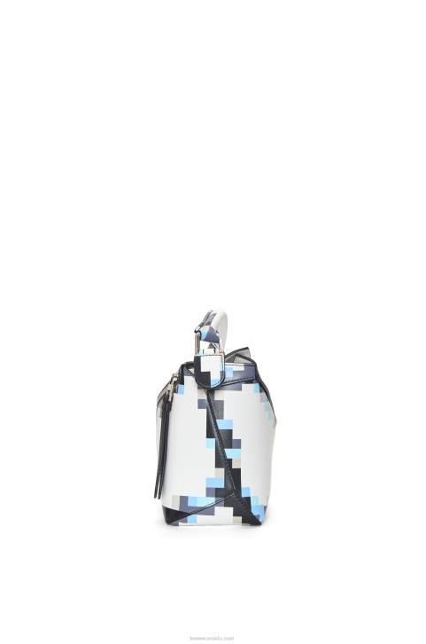 Loewe Small Pixelated Puzzle Edge bag in satin calfskin 688V395 Women White