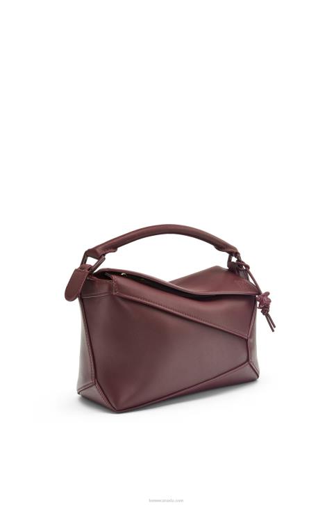 Loewe Small Puzzle Edge bag in satin calfskin 688V274 Women Sang De Boeuf Glaze