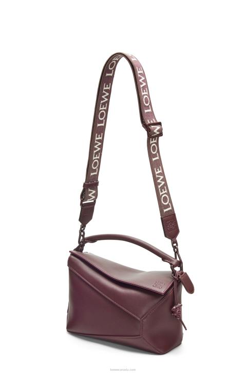 Loewe Small Puzzle Edge bag in satin calfskin 688V274 Women Sang De Boeuf Glaze