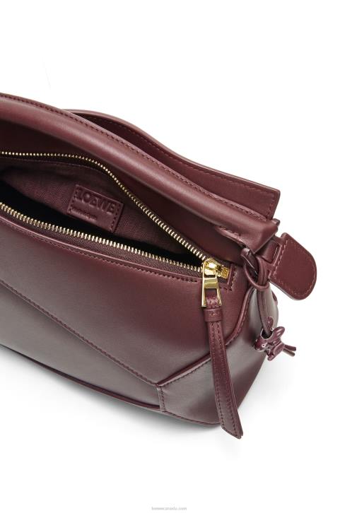 Loewe Small Puzzle Edge bag in satin calfskin 688V274 Women Sang De Boeuf Glaze