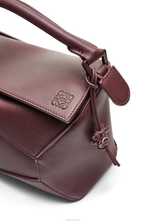 Loewe Small Puzzle Edge bag in satin calfskin 688V274 Women Sang De Boeuf Glaze