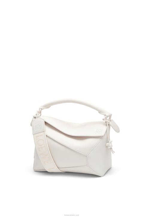 Loewe Small Puzzle Edge bag in satin calfskin 688V435 Women White Glaze