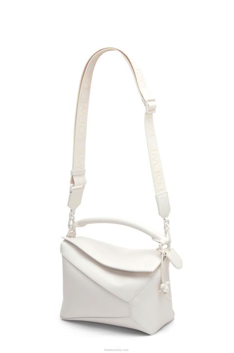 Loewe Small Puzzle Edge bag in satin calfskin 688V435 Women White Glaze