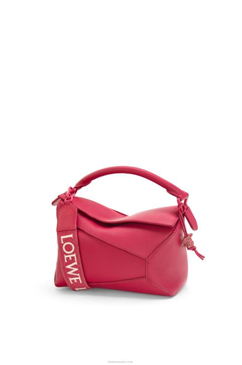 Loewe Small Puzzle Edge bag in satin calfskin 688V436 Women Ruby Red Glaze