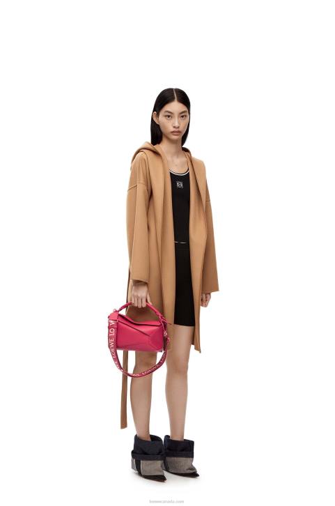 Loewe Small Puzzle Edge bag in satin calfskin 688V436 Women Ruby Red Glaze