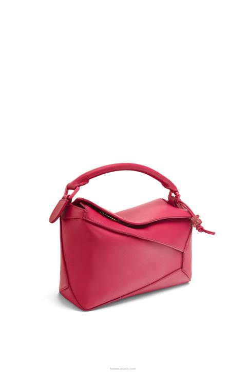 Loewe Small Puzzle Edge bag in satin calfskin 688V436 Women Ruby Red Glaze