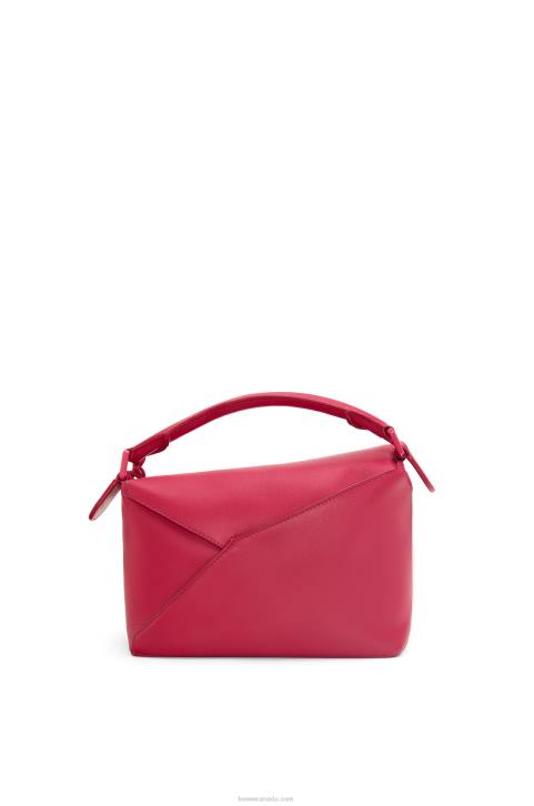 Loewe Small Puzzle Edge bag in satin calfskin 688V436 Women Ruby Red Glaze