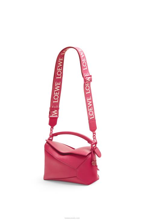 Loewe Small Puzzle Edge bag in satin calfskin 688V436 Women Ruby Red Glaze