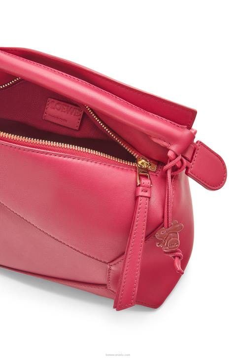 Loewe Small Puzzle Edge bag in satin calfskin 688V436 Women Ruby Red Glaze