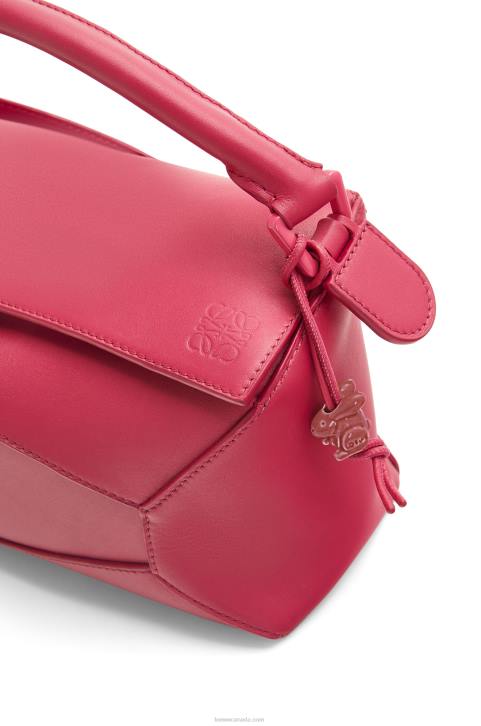Loewe Small Puzzle Edge bag in satin calfskin 688V436 Women Ruby Red Glaze