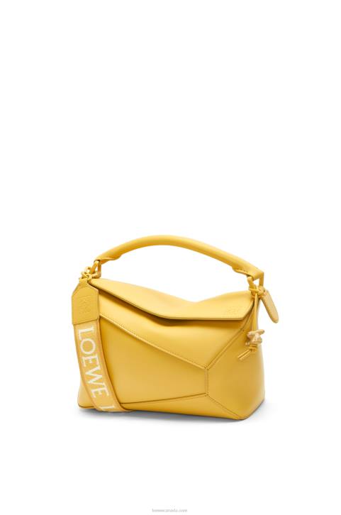 Loewe Small Puzzle Edge bag in satin calfskin 688V530 Women Pale Yellow Glaze
