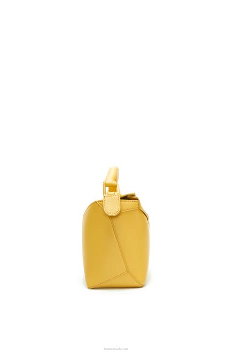 Loewe Small Puzzle Edge bag in satin calfskin 688V530 Women Pale Yellow Glaze
