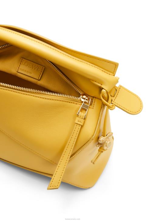 Loewe Small Puzzle Edge bag in satin calfskin 688V530 Women Pale Yellow Glaze