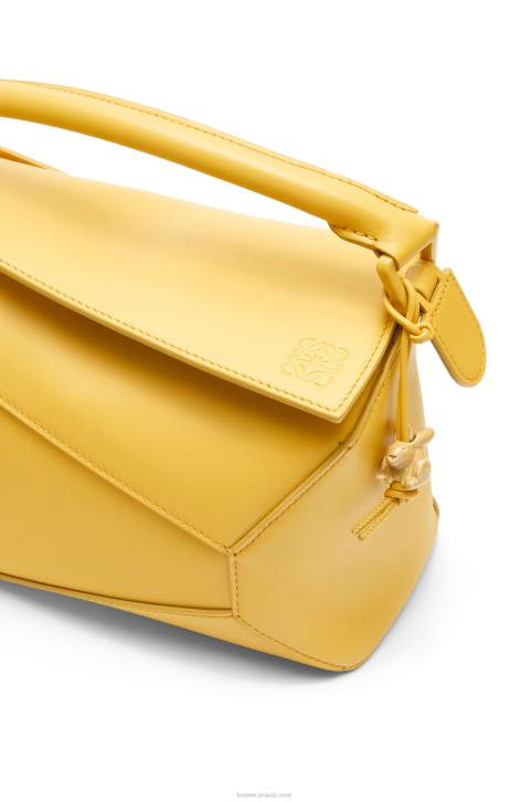 Loewe Small Puzzle Edge bag in satin calfskin 688V530 Women Pale Yellow Glaze