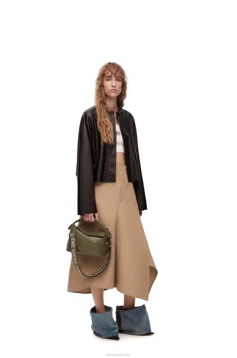 Loewe Small Puzzle Edge bag in satin calfskin 688V536 Women Tea Dust Glaze