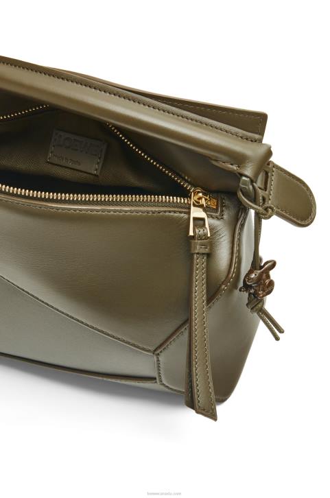 Loewe Small Puzzle Edge bag in satin calfskin 688V536 Women Tea Dust Glaze