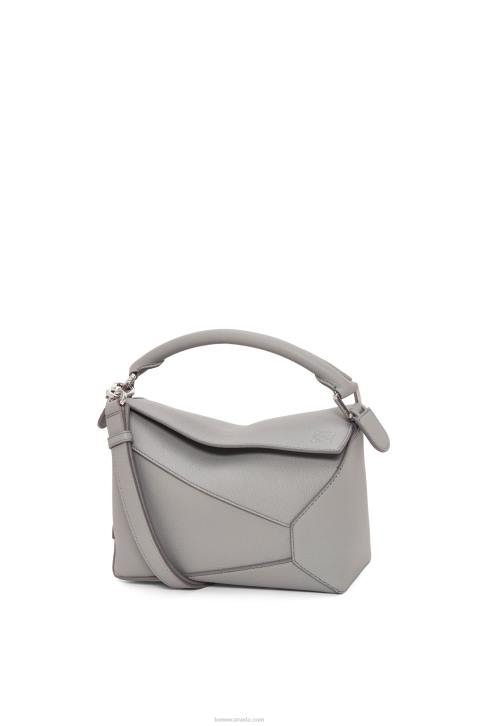 Loewe Small Puzzle Edge bag in soft grained calfskin 688V366 Women Pearl Grey