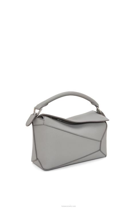 Loewe Small Puzzle Edge bag in soft grained calfskin 688V366 Women Pearl Grey