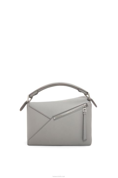 Loewe Small Puzzle Edge bag in soft grained calfskin 688V366 Women Pearl Grey