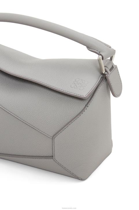 Loewe Small Puzzle Edge bag in soft grained calfskin 688V366 Women Pearl Grey