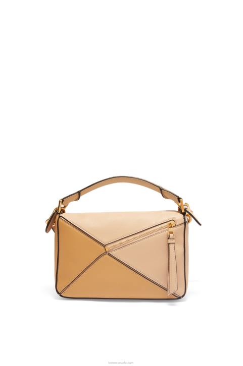 Loewe Small Puzzle bag in classic calfskin 688V396 Women Dusty Beige/Soft White