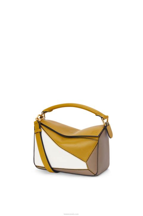 Loewe Small Puzzle bag in classic calfskin 688V497 Women Ochre/Soft White