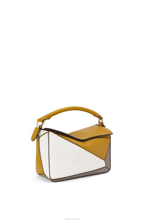 Loewe Small Puzzle bag in classic calfskin 688V497 Women Ochre/Soft White