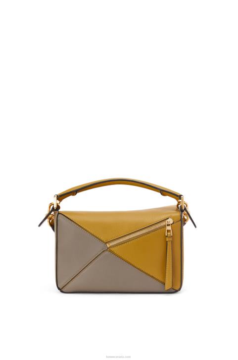 Loewe Small Puzzle bag in classic calfskin 688V497 Women Ochre/Soft White