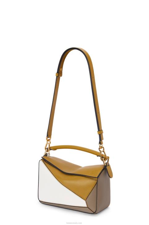 Loewe Small Puzzle bag in classic calfskin 688V497 Women Ochre/Soft White