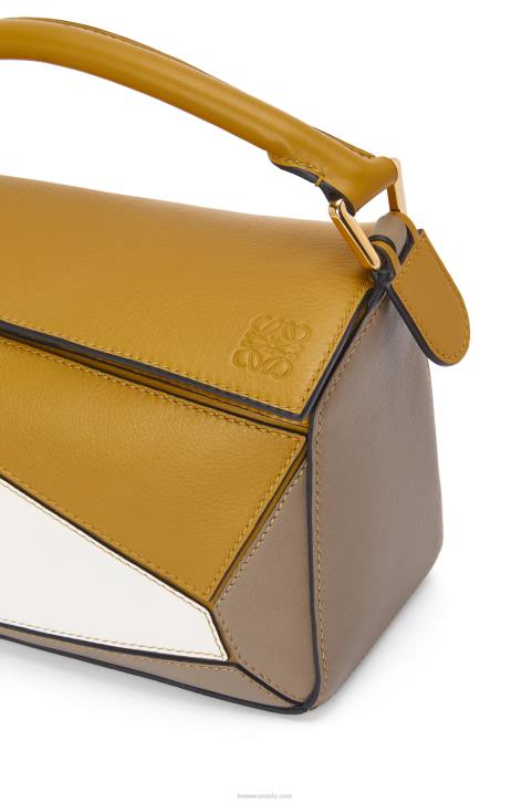 Loewe Small Puzzle bag in classic calfskin 688V497 Women Ochre/Soft White