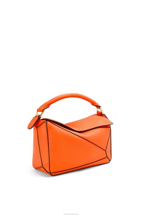 Loewe Small Puzzle bag in classic calfskin 688V501 Women Orange