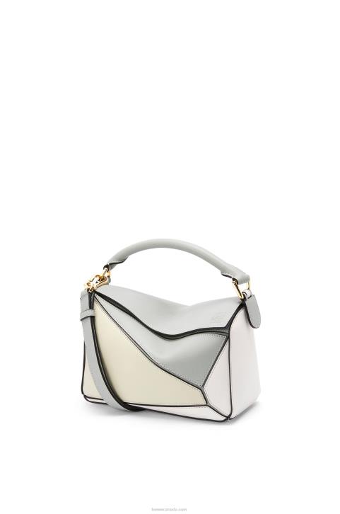 Loewe Small Puzzle bag in classic calfskin 688V516 Women Ash Grey/Marble Green