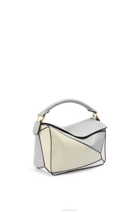 Loewe Small Puzzle bag in classic calfskin 688V516 Women Ash Grey/Marble Green