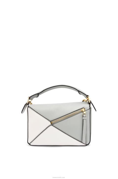 Loewe Small Puzzle bag in classic calfskin 688V516 Women Ash Grey/Marble Green