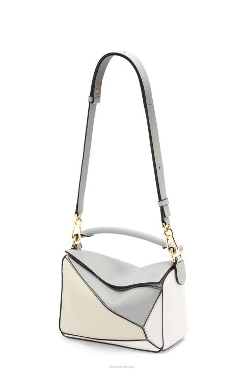 Loewe Small Puzzle bag in classic calfskin 688V516 Women Ash Grey/Marble Green