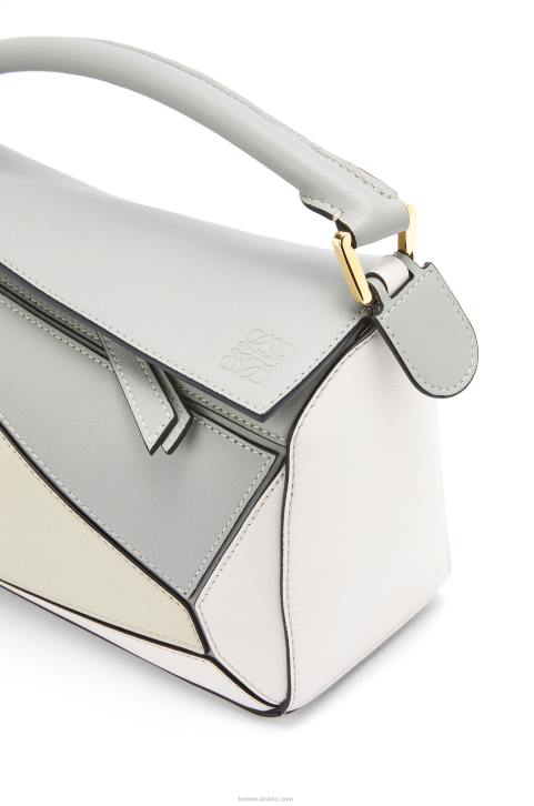 Loewe Small Puzzle bag in classic calfskin 688V516 Women Ash Grey/Marble Green
