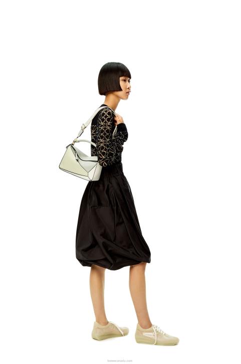 Loewe Small Puzzle bag in classic calfskin 688V516 Women Ash Grey/Marble Green