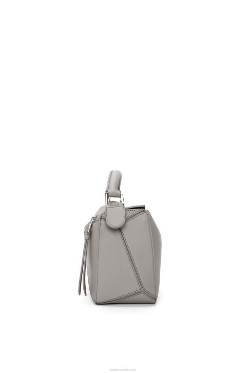 Loewe Small Puzzle bag in classic calfskin 688V537 Women Pearl Grey