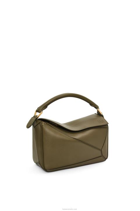 Loewe Small Puzzle bag in classic calfskin 688V542 Women Dark Khaki Green